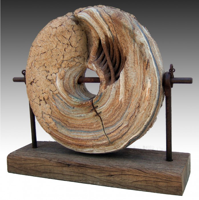 RUEDA DE MOLINO (Millwheel) by Juan Ramon Gimeno - Exhibitions in Japan: Nakatomi, Contemporary Crafts Museum, “Fuji” International Biennial of Ceramics (as a Guest Artist) (April 2004). Shibukawa Museum (Gunma) (July. August 2004).It is currently in Nakatomi Museum of Contemporary Fine Craft NAKATOMI (Yamanashi) JAPAN RUEDA DE MOLINO (Millwheel) by Juan Ramon Gimeno - Sculpture (2000) Ceramic: 21.5/8” x 21.5/8 “ x 5.7/8“ wood 2.15/16 “ x 27.15/16” x 9.7/16” Nakatomi Museum of Contemporary Fine Craft NAKATOMI (Yamanashi) JAPAN