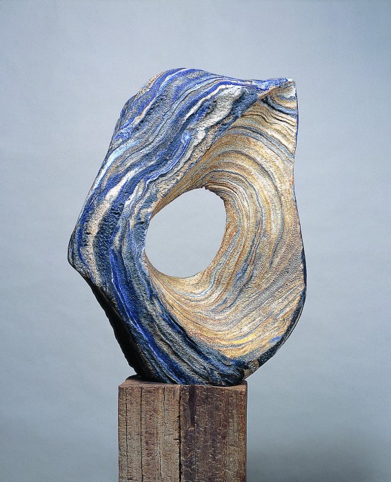 EL OJO DEL HURACAN (The eye of the hurricane) by Juan Ramon Gimeno - Exhibitions in Japan: Nakatomi (Yamanashi), Contemporary Crafts Museum, “Fuji” International Biennial of Ceramics (as a Guest Artist) (November 2000). Tokyo, Metropolitan Museum of Tokyo (Ueno Park),The 40th Memorial Japan Contemporary Arts Crafts,(March 2001), First National Ceramics Award, Caja de Jaén, Jaén 2002 EL OJO DEL HURACAN (The eye of the hurricane) by Juan Ramon Gimeno -2000 - 25.9/16” x 20.1/2” x 11.13/16 “ wood base 43.5/16” x 13” x 10.5/8” total height 68 7/8”